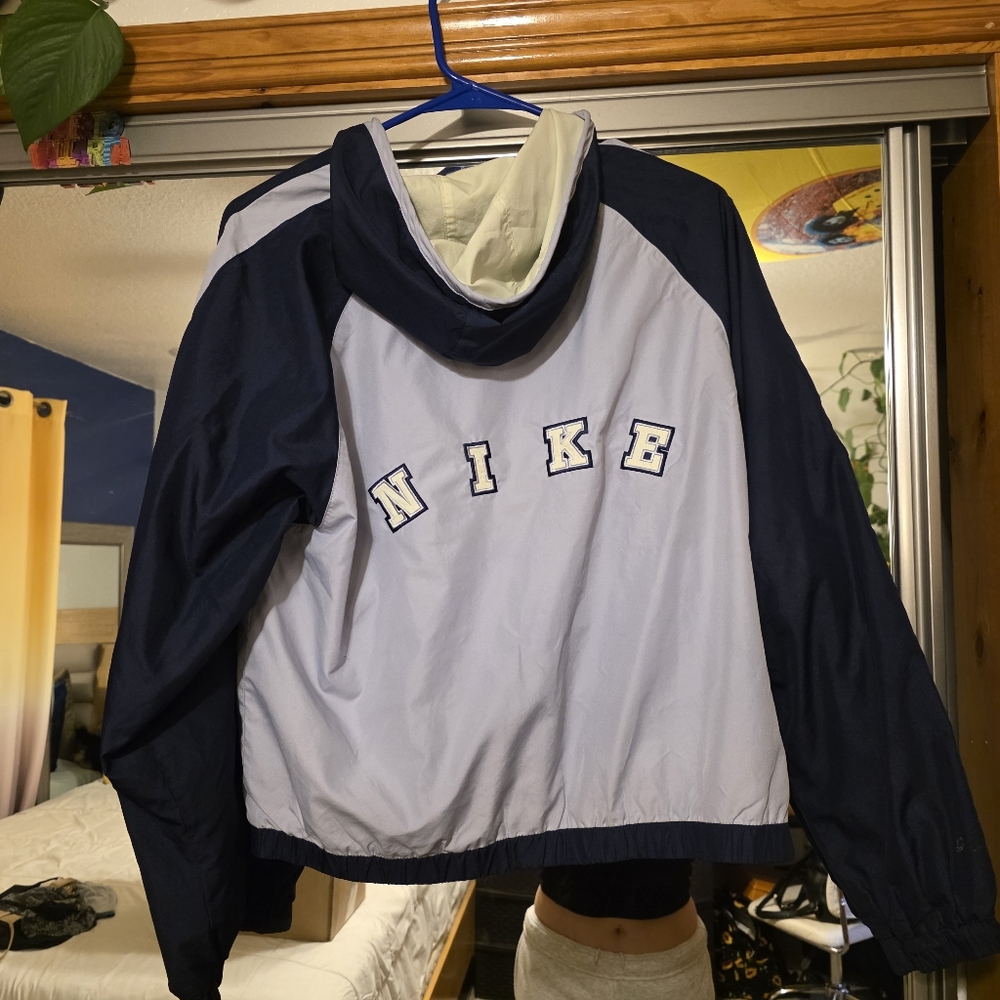 Nike Navy and White Windbreaker Jacket